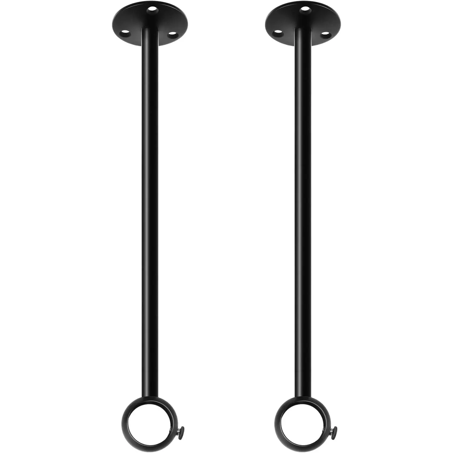 10 Inch Ceiling Curtain Rod Brackets, Ceiling Mount Curtain Rod Bracket Curtain Rod Hangers, Heavy Duty Stainless Steel Ceiling Curtain Rod Holder Hooks for 1 Inch Rods, 2 Pack, Black
