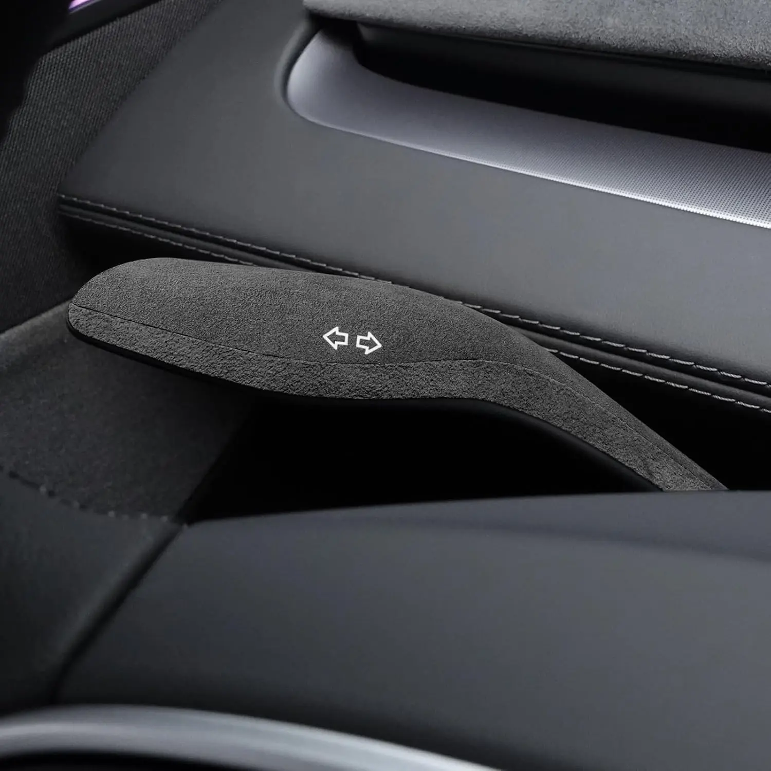 BETTERHUMZ Anti-Slip Wear-Resistant Alcantara Carbon Leather Secure Steering Wheel Column Cover Sticker, Sporty Car Interior Molding for Tesla Model 3/Y (2020-2024), Model Y Juniper (2025) (Style A), Anti-Slip Grip