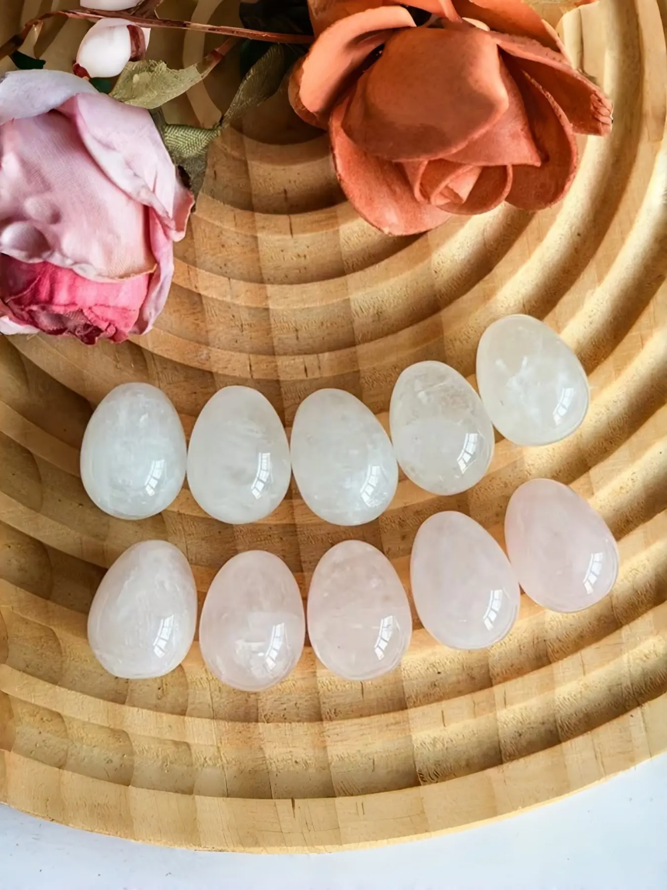 10pcs Natural Crystal Rose Quartz, Crystal Egg Shape, Desktop Decorative Ornaments, Elegant Home Decoration, Unique Gift Idea