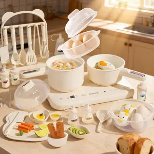 Cooking Sets Real Electric Dual Stove - Montessori Cooking Set with Mini Kitchen Tools, Safe Utensils, Apron & Cookware -Great for Pretend Play Montessori Learning (Beige)fidget toys