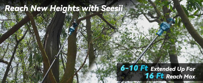 Seesii 4-in-1 Pole Saw & Pruning Shears Combo Kit, 6 Inch Mini Chainsaw for Tree Trimming, Battery Powered Chain Saw with Extension Pole, Tree Trimmer Limb Branch Cutter Pruner CP600 #TikTokShopBlackFriday