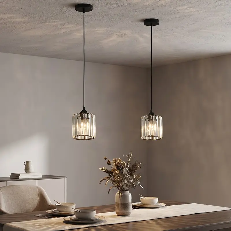 Vintage Simple Single Head Crystal Pendant Light, E27 Socket, Adjustable Chain, Ideal for Bedroom, Hallway, Tea Room