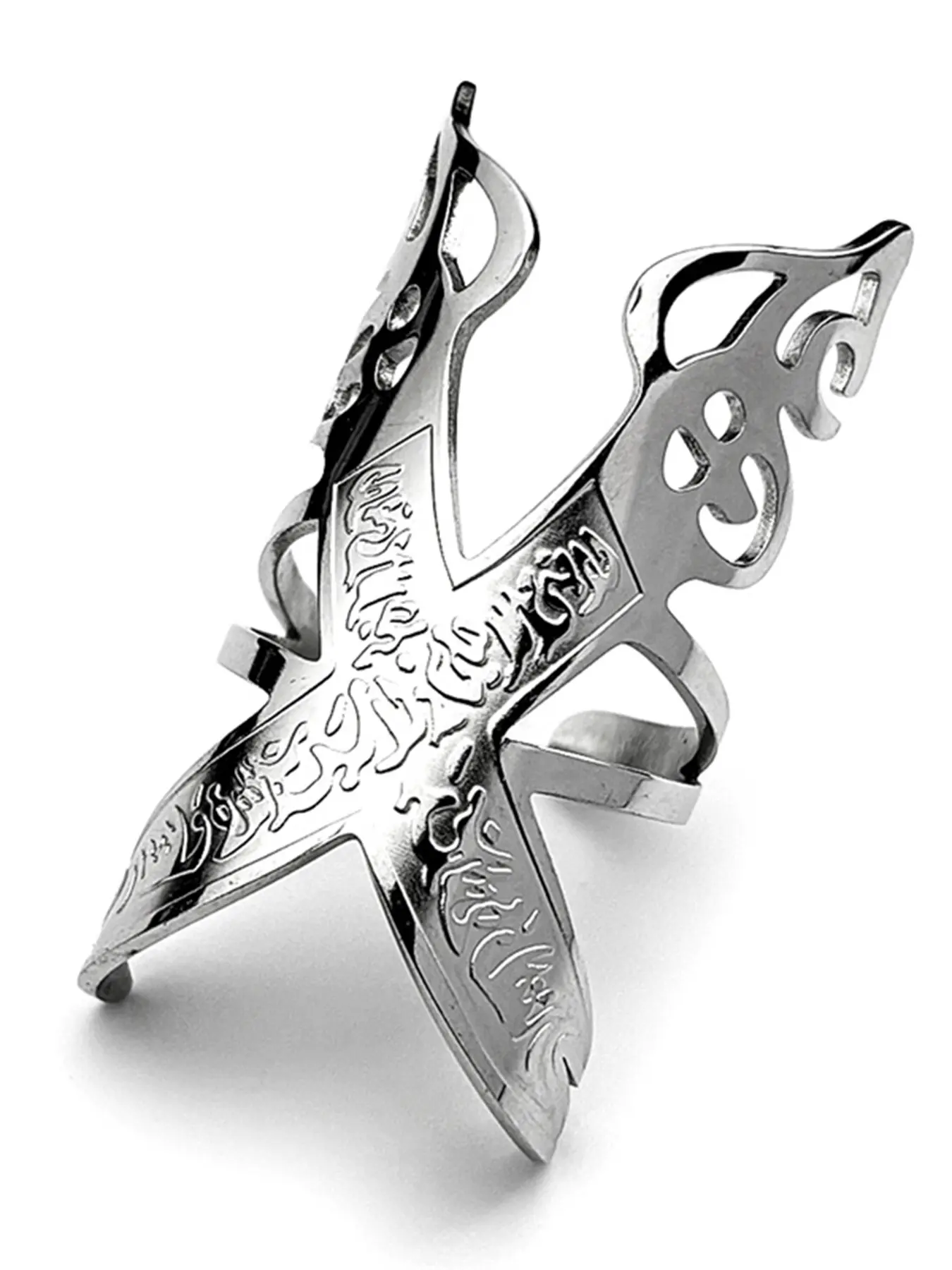 Imam Ali Sword Muslim Islam Knife Rings For Men Women Stainless Steel Arabic Zulfiqar Adjustable Open Finger Ring Gift