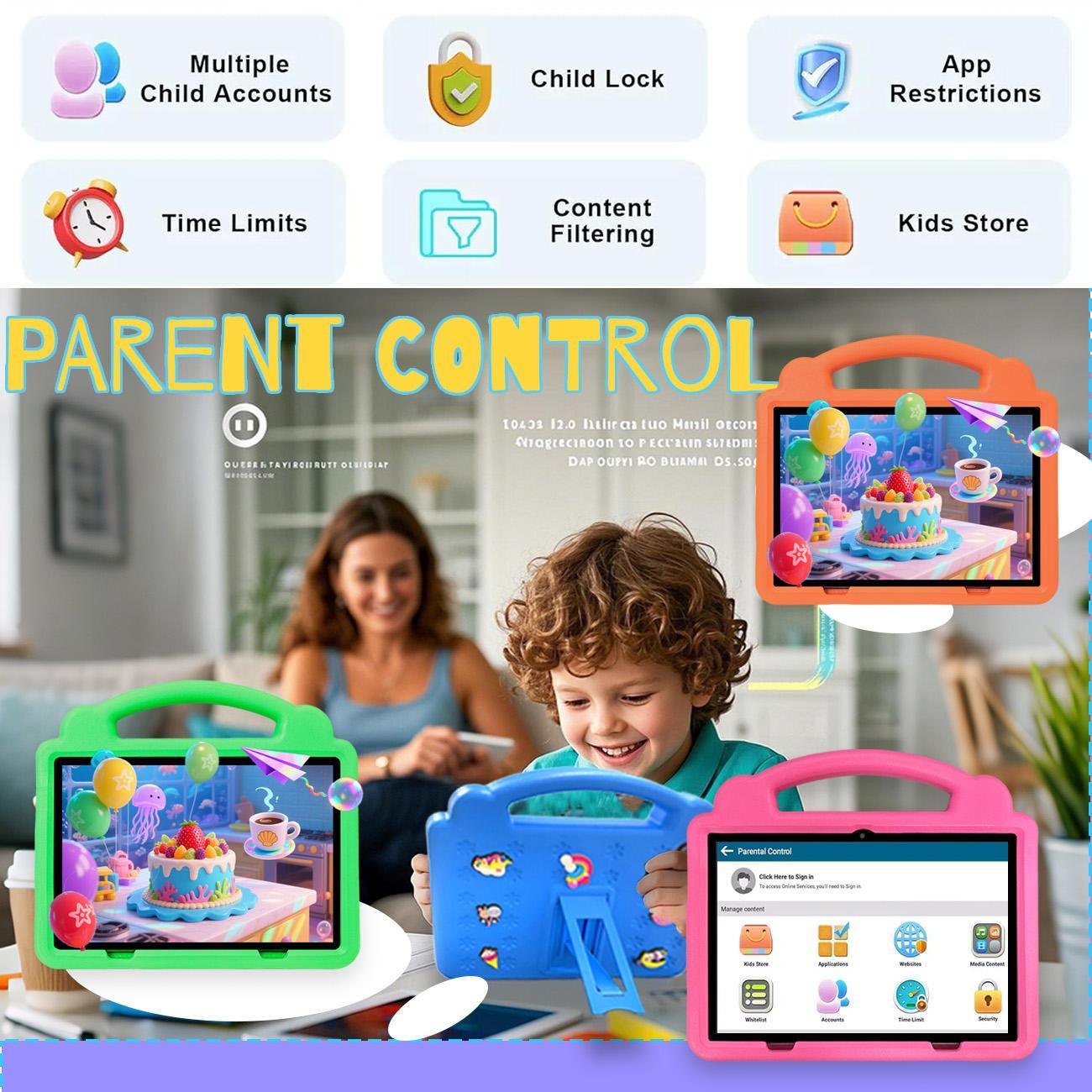 10.1 Inch Android Tablet, Touchscreen Tablet, 3G Call Tablet with Shockproof Case, Learning & Game Mode Tablet, Ideal Gift for Holiday & Birthday