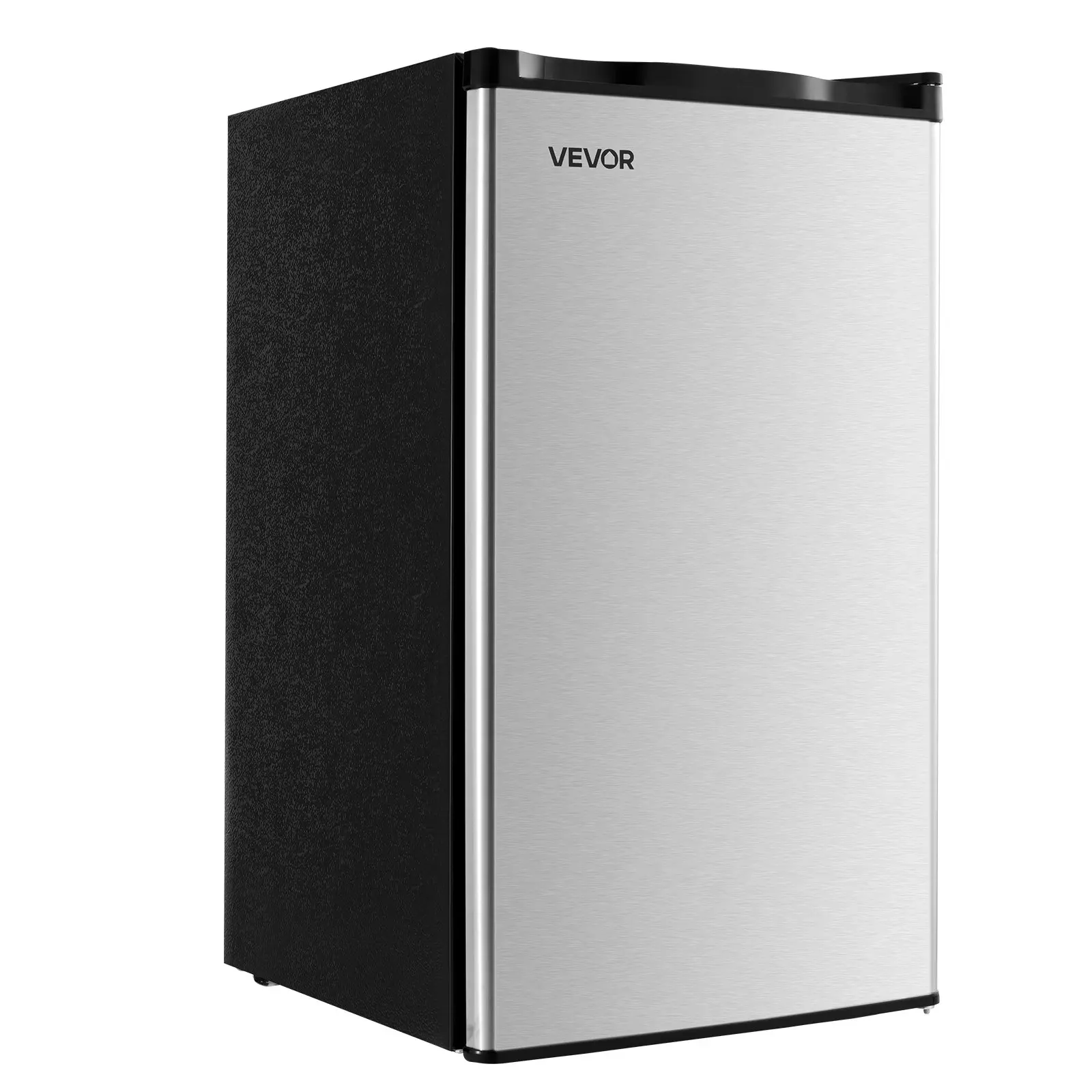 【DealsForYouDays】VEVOR 3.2 Cu.Ft Single-Door Compact Refrigerator, Adjustable Temperature, Glass Shelf, Energy-Efficient, Reversible Door, Low Noise, Stainless Steel, Compact Look, for Dorm Users, Bedroom Office, Bedroom Users