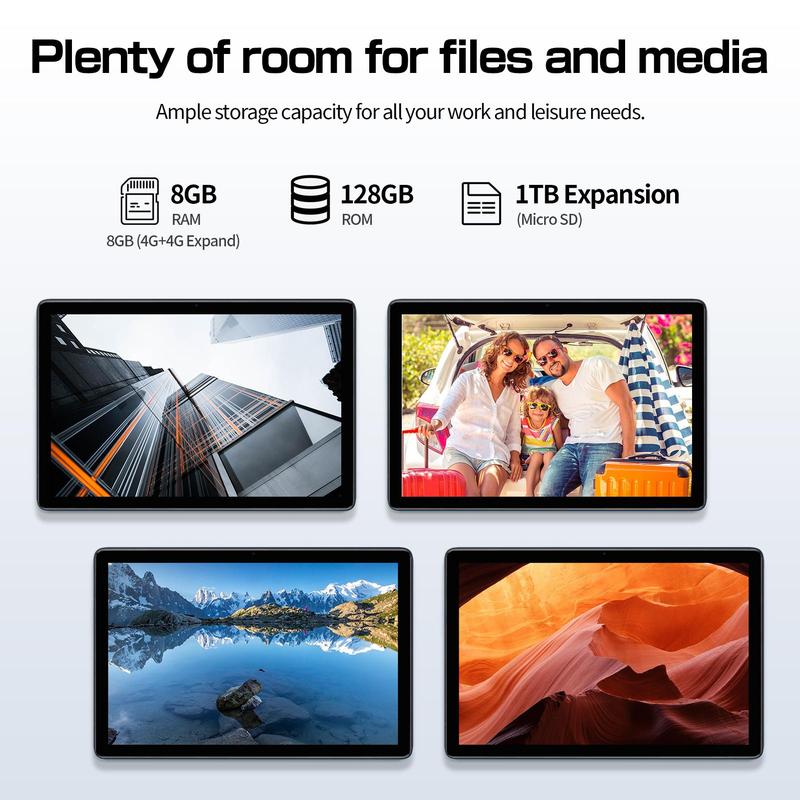 PRITOM 10.1 Inch Android Touchscreen Tablet, Android 13 Tablet with Keyboard Mouse Set, Large Storage IPS Large Screen Home Office Dual Channel Speaker Tablet, Tablet PC