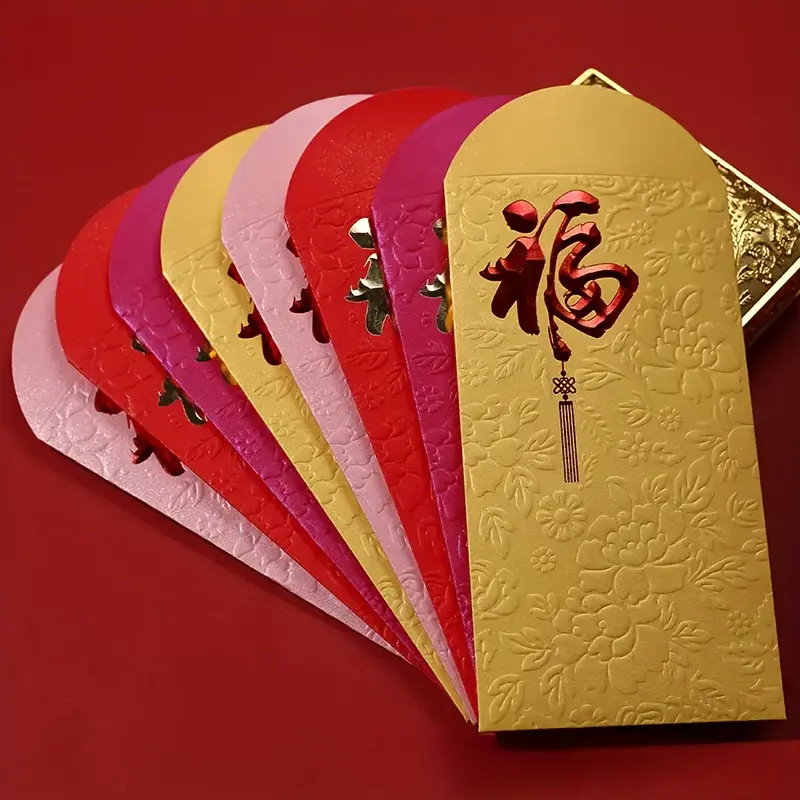 40-Pack  Lucky Red Envelopes with Creative Golden Foil Design, Paper Material, Perfect for Wedding & New Year Celebrations, Ideal Gift & Party Favor