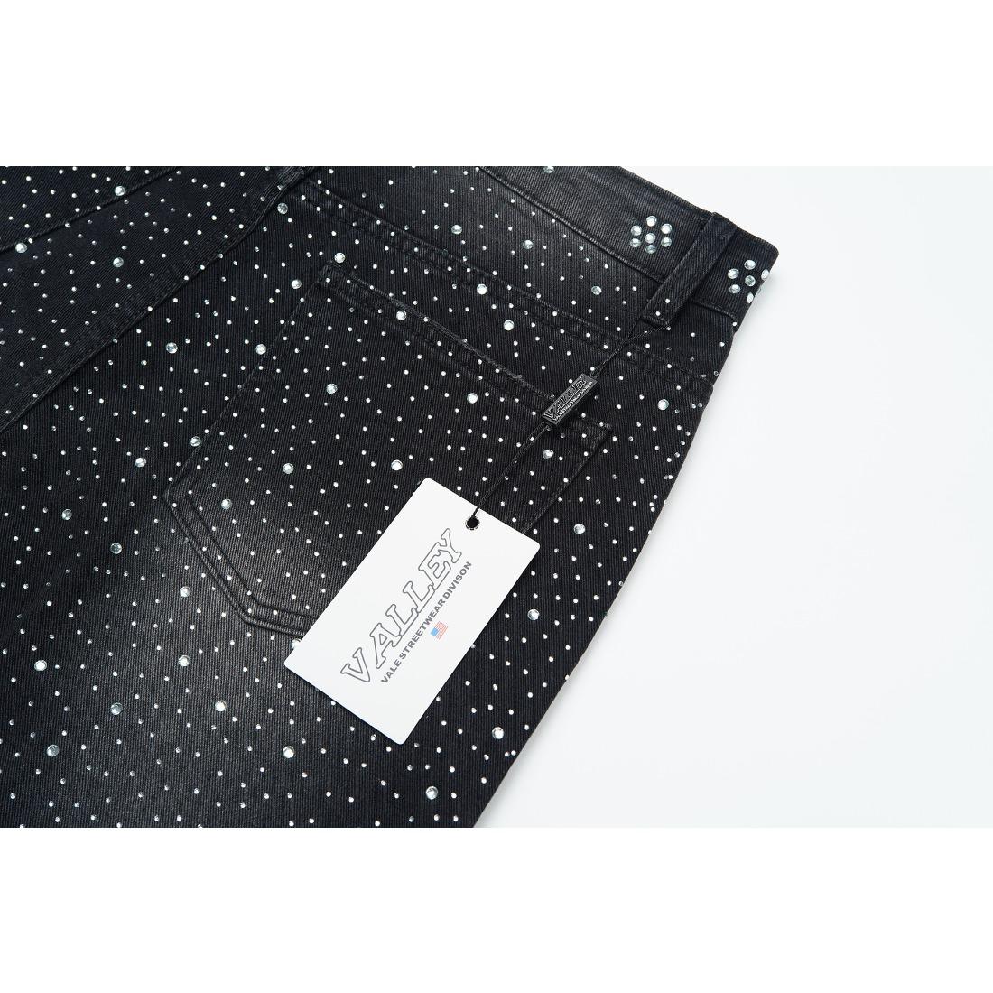 Full Rhinestone Shining Vintage Washed Baggy Denim Shorts Harajuku Y2K Streetwear Letter Embroidery Bling Diamond Loose Knee Length Hip Hop Casual Trendy Sparkly Distressed Jeans Shorts For Men Unisex