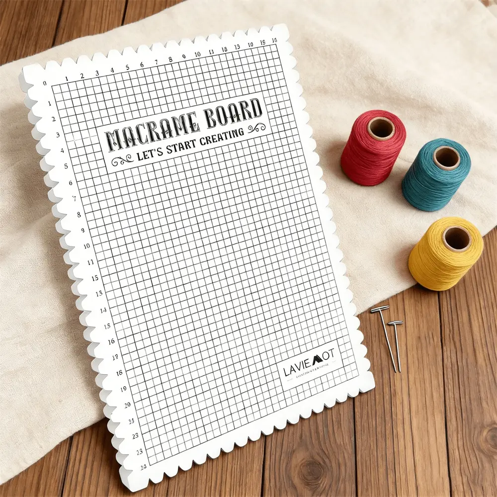 Square Macrames Board Weaving Tool, Braiding Disk Set with T-Pins - DIY Macrame Grid Mat for String Art & Knitting