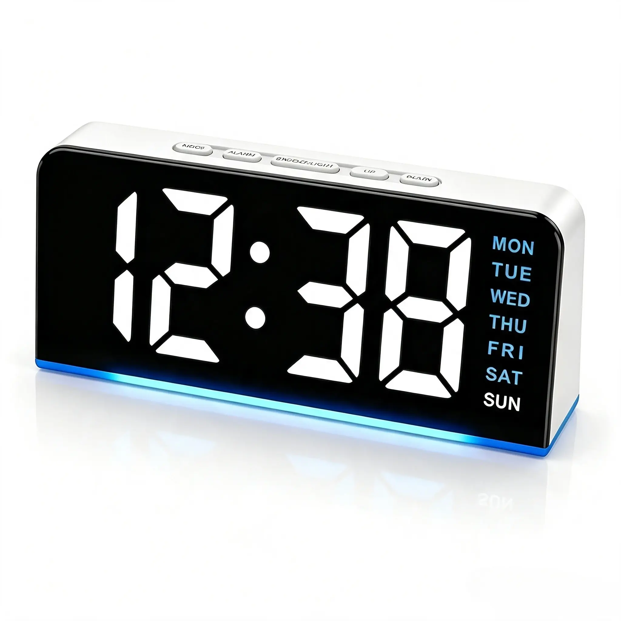 6.7 Inch LED Display Digital Alarm Clock, Night Light, Adjustable Brightness, Temperature Detection, Type-C USB & Battery Operated, Bedside Clock for Heavy Sleepers