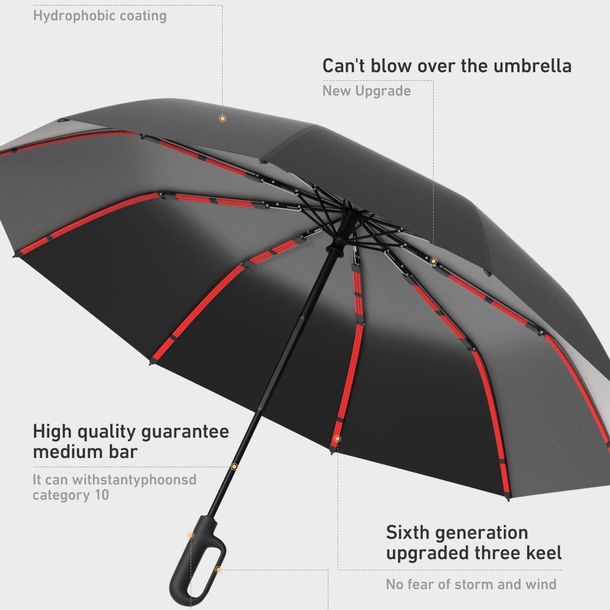 Automatic Rainproof Folding Umbrella, 1 Count/60pcs Portable Rain Umbrella with Loop Buckle, Windproof & Waterproof Umbrella for Men & Women, Household Items