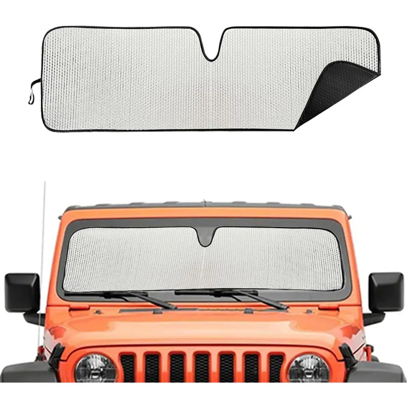 Windshield Sun Shade for Jeep,Windshield Sunshade for Wrangler TJ JK JL1997-2024,Sun Shade Windshield Cover for Jeep,UV Ray & Heat Block Windshield ShadesGift.