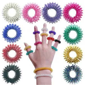 10pcs Spiky Acupressure Finger Rings Set - Stress Relief Massager Fidget Toy for Teens - National Children’s Day  Gift, Birthday Gift