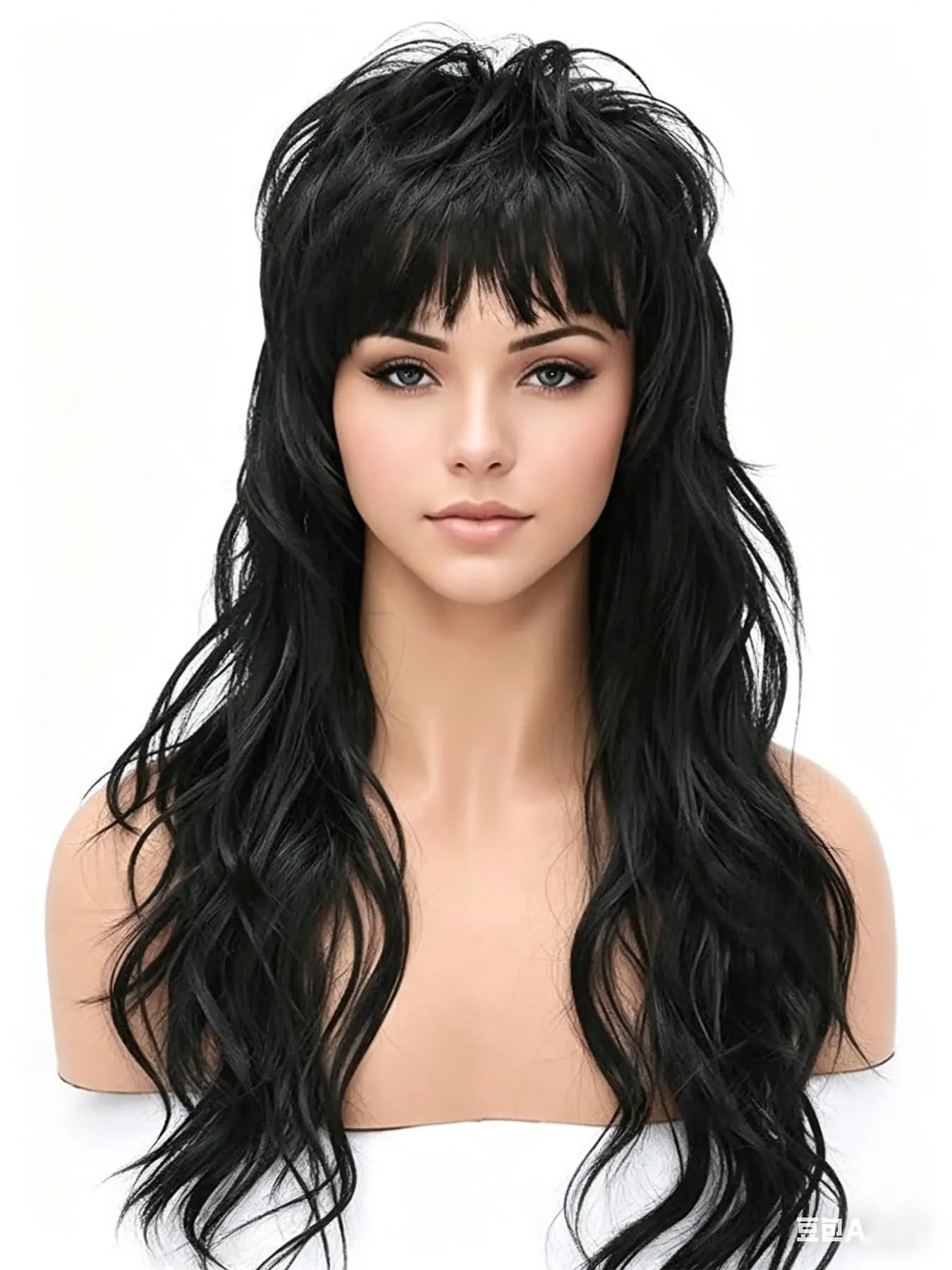 Women Mullet Wavy Wig with Bangs, Synthetic Versatile Hair Wigs, Hairstyle Wigs, Daily & Cosplay Party Stylish Hair Accessory, Perfect for Any Occasion