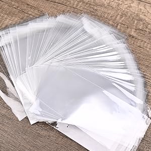 300 Pcs Self Adhesive Cookie Bags, 4x6 Inches Self Sealing Cellophane Bags, Clear Resealable Cellophane Bag for Packaging, Cookies, Gifts, Candy, Food