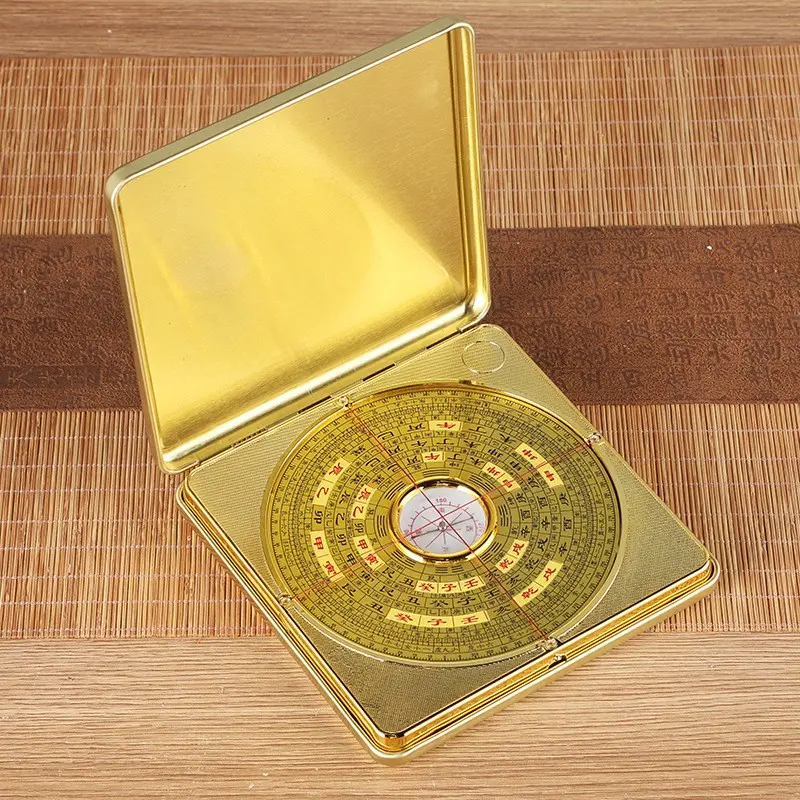 1pc Portable Folding Feng Shui Compass Luo Pan with Protective Metal Case,Precision Degree Scale Traditional Chinese Bagua Luopan,High Precision Geomantic Compass for Feng Shui Divination,Home Layout,Camping Hiking Outdoor Navigation And Collection