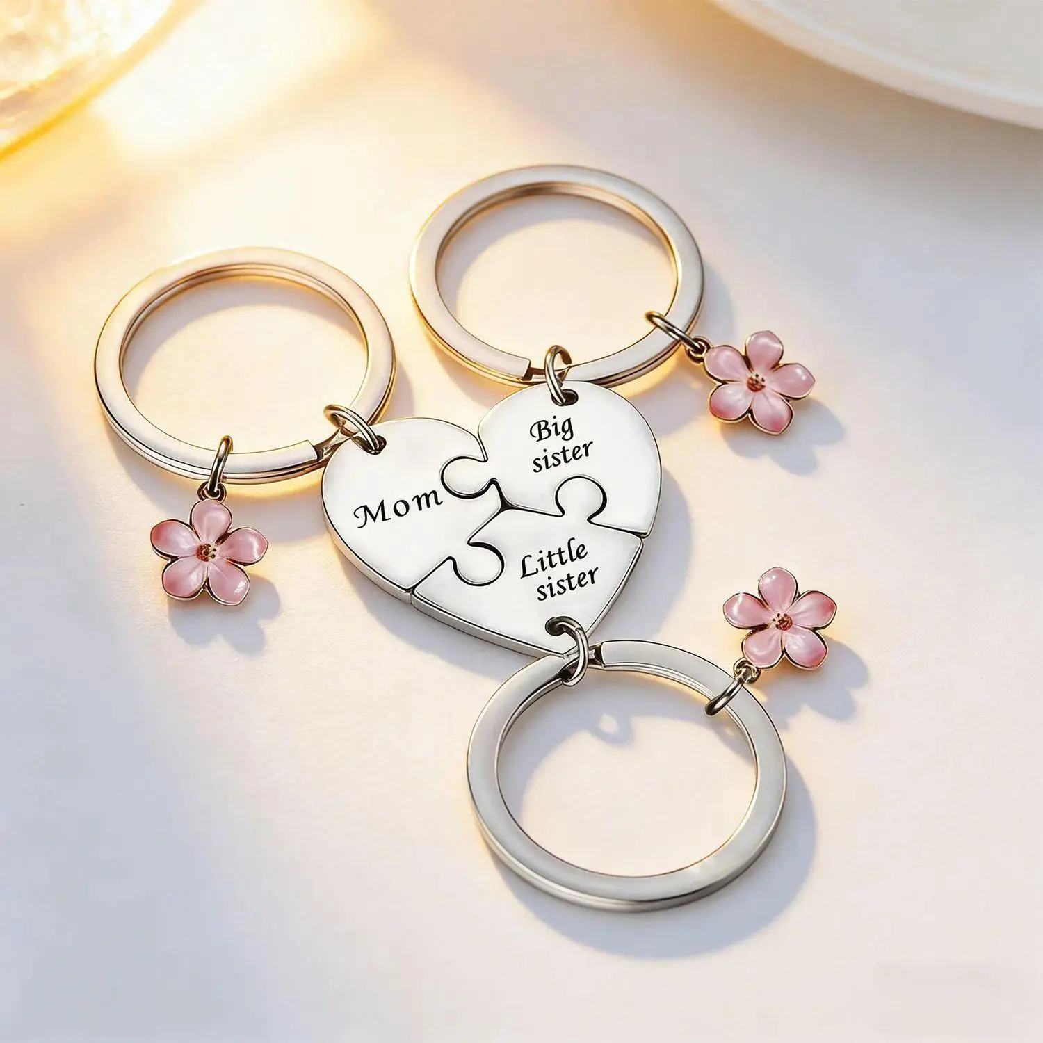 3-Piece Unisex All-Seasons Family Theme Polyester/Nylon Keychain - Mother-Related Sibling Group Sweet Gift for Mother's Day, Birthday