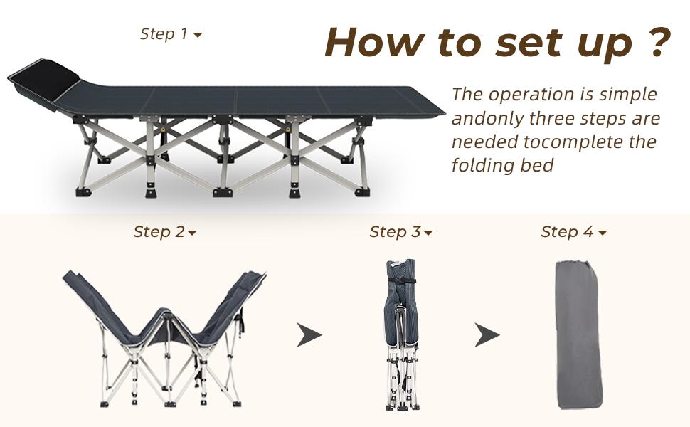 Heavy Duty Camping Cot for Adults with Mattress, 10-Leg Portable Folding Cot Bed, Extra Stable Sleeping Cot for Camping, Travel, Tent & Indoor Guest Use, 500 lbs Capacity