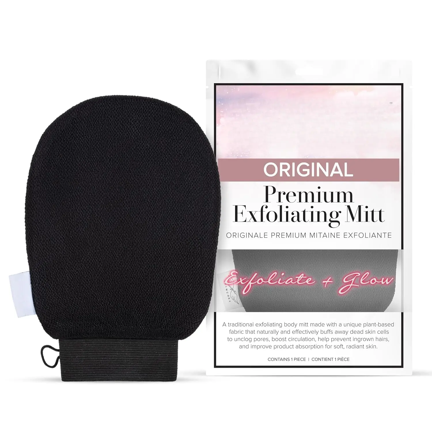 Original Premium Exfoliating Mitt for Body (1pc) – 100% Vegan Viscose Traditional Body Scrub Glove Korean Washcloth – Body Exfoliator for Self-Tan Removal & Keratosis Pilaris