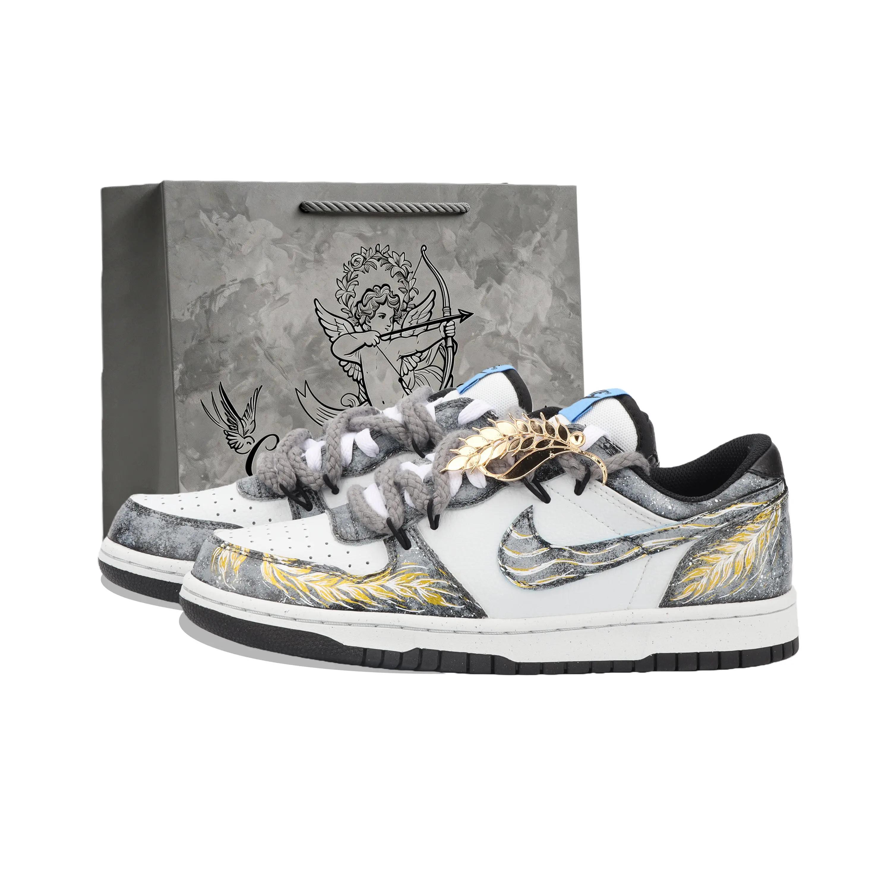 Nike Custom Sneakers: Jiang Jinyue Wind-Blown Wheat Field Design, Unisex Low-Top Canvas Shoes with Anti-Slip Durable Sole Verifiable, with credentials and supporting global authentication