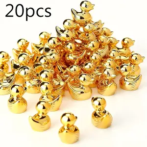 20 Mini Golden Ducks | Resin Mini Yellow Duck Statues, Loose Ducklings, Crafts, Figurine Decor, Doll House Decorations, Fairy Garden Landscapes, Christmas Party Gifts, Sculpture Desk Decor