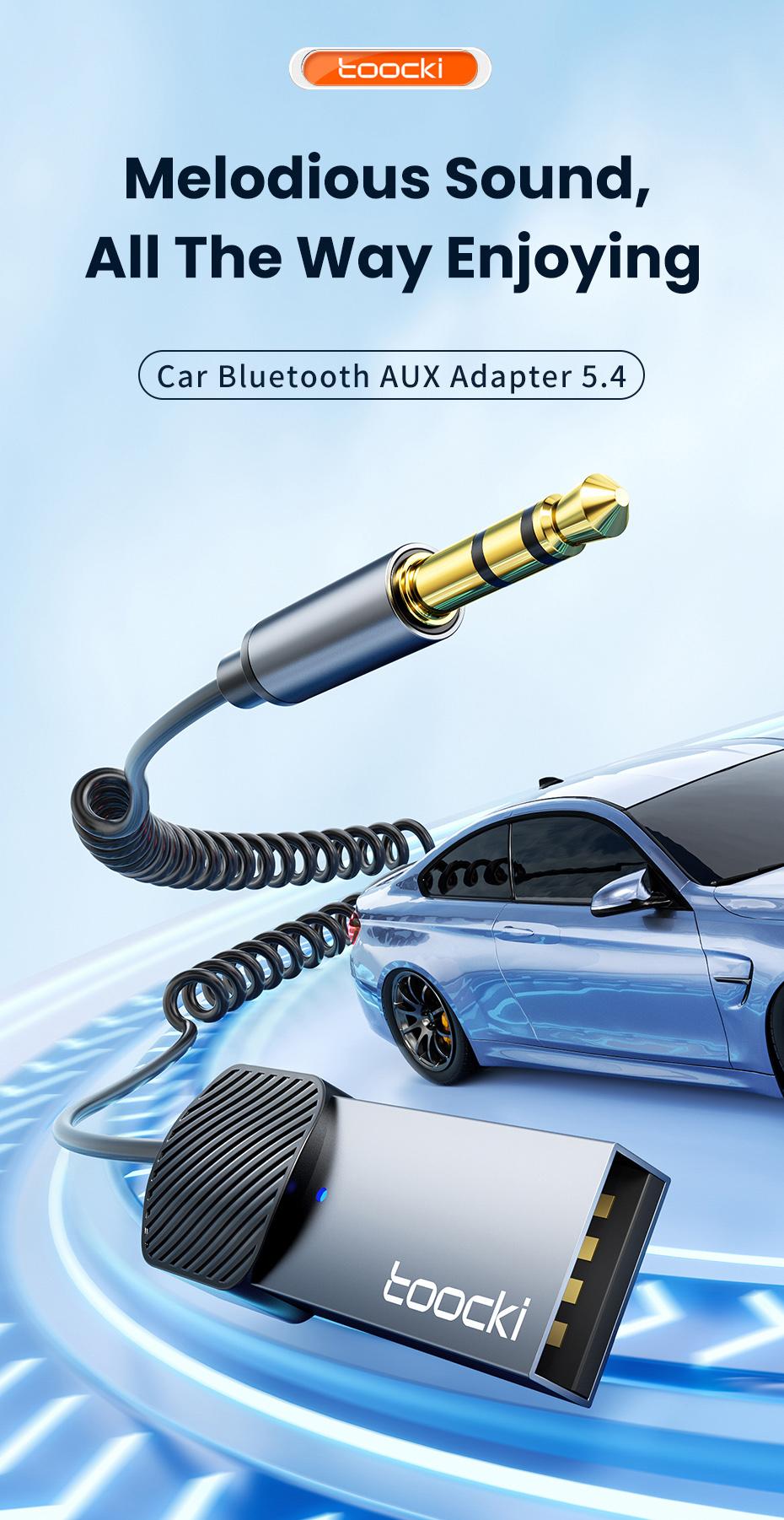 Toocki  Wireless Aux Bluetooth Adapter USB to 3.5mm Jack Car Audio Aux Dongle Bluetooth 5.4 Handsfree Kit for Cars Wireless Receiver BT Transmitter