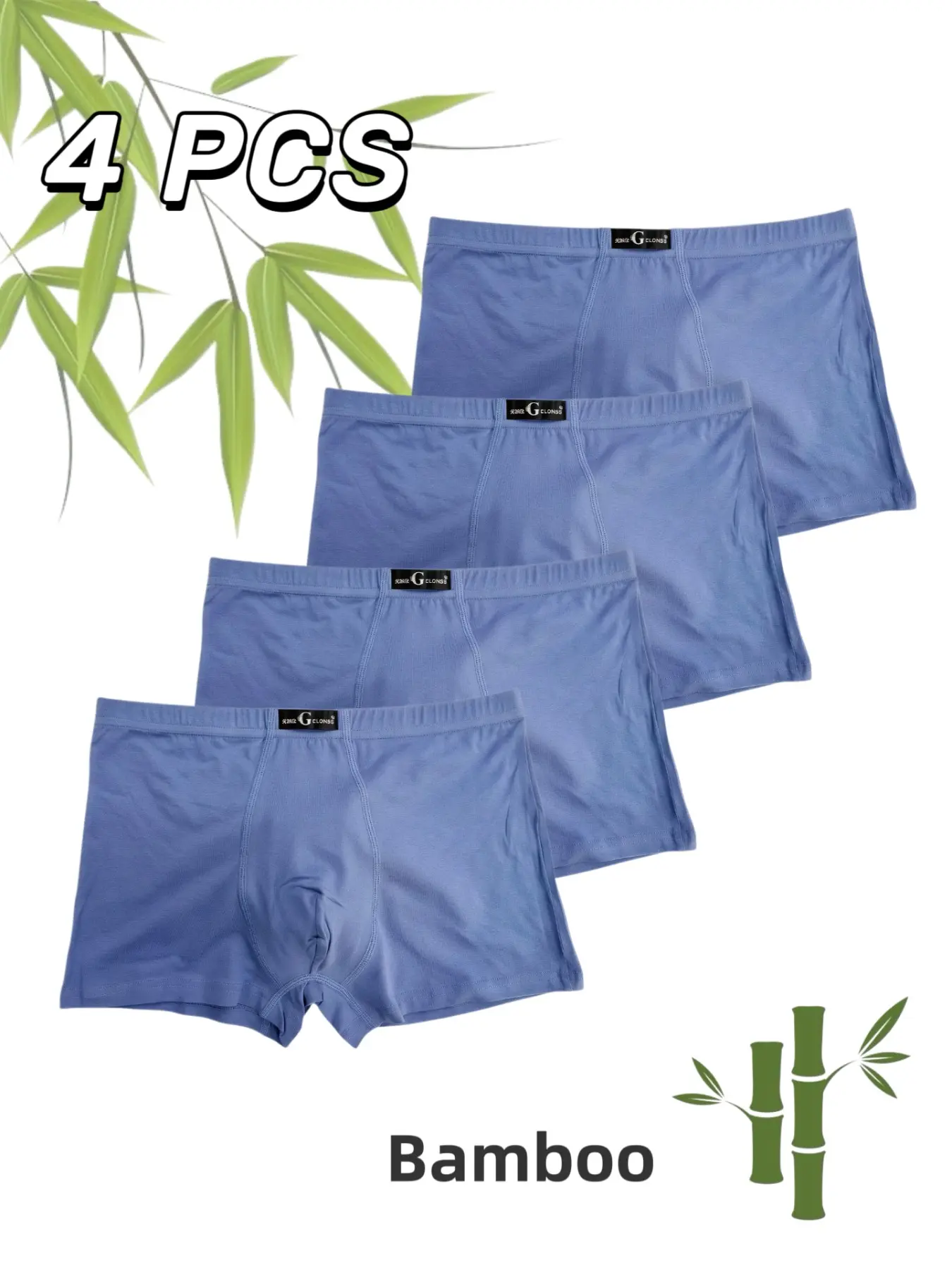4-Pack Men's Boxer Briefs, Bamboo Fiber Plain Surface, Casual Breathable Soft Underwear, Breathable & Stretchy, All-Season Comfort, Novelty Design