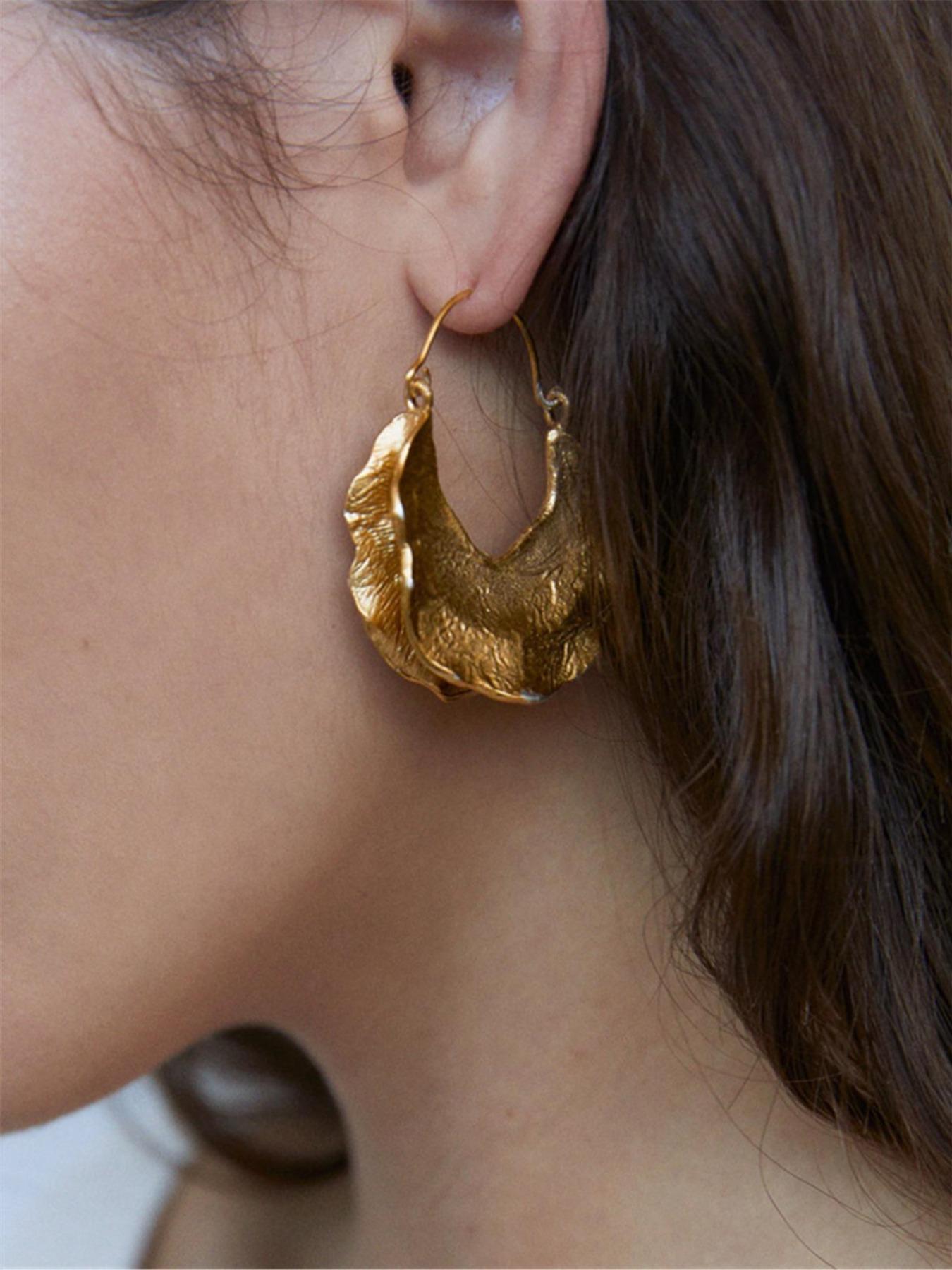 Vintage Texture Metal Design Hoop Earrings (1 Pair), Fashionable Jewelry for Women, Daily Ear Decor, Trendy All-match & Exquisite Jewelry for Birthday Gift