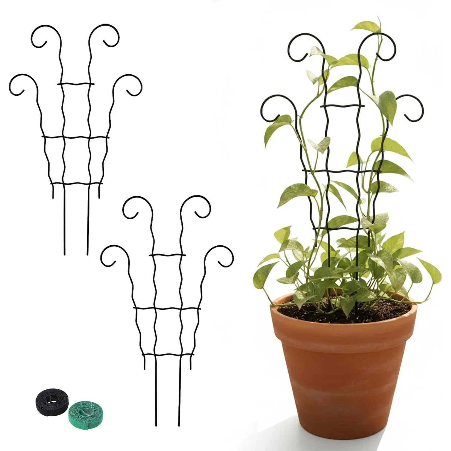 Small Trellis for Potted ,Trellis for Climbing  Outdoor | 2 Pack 17.5" -coated rustproof iron.Includes 2  ties, sturdy support for indoor pots and outdoor climbing vines