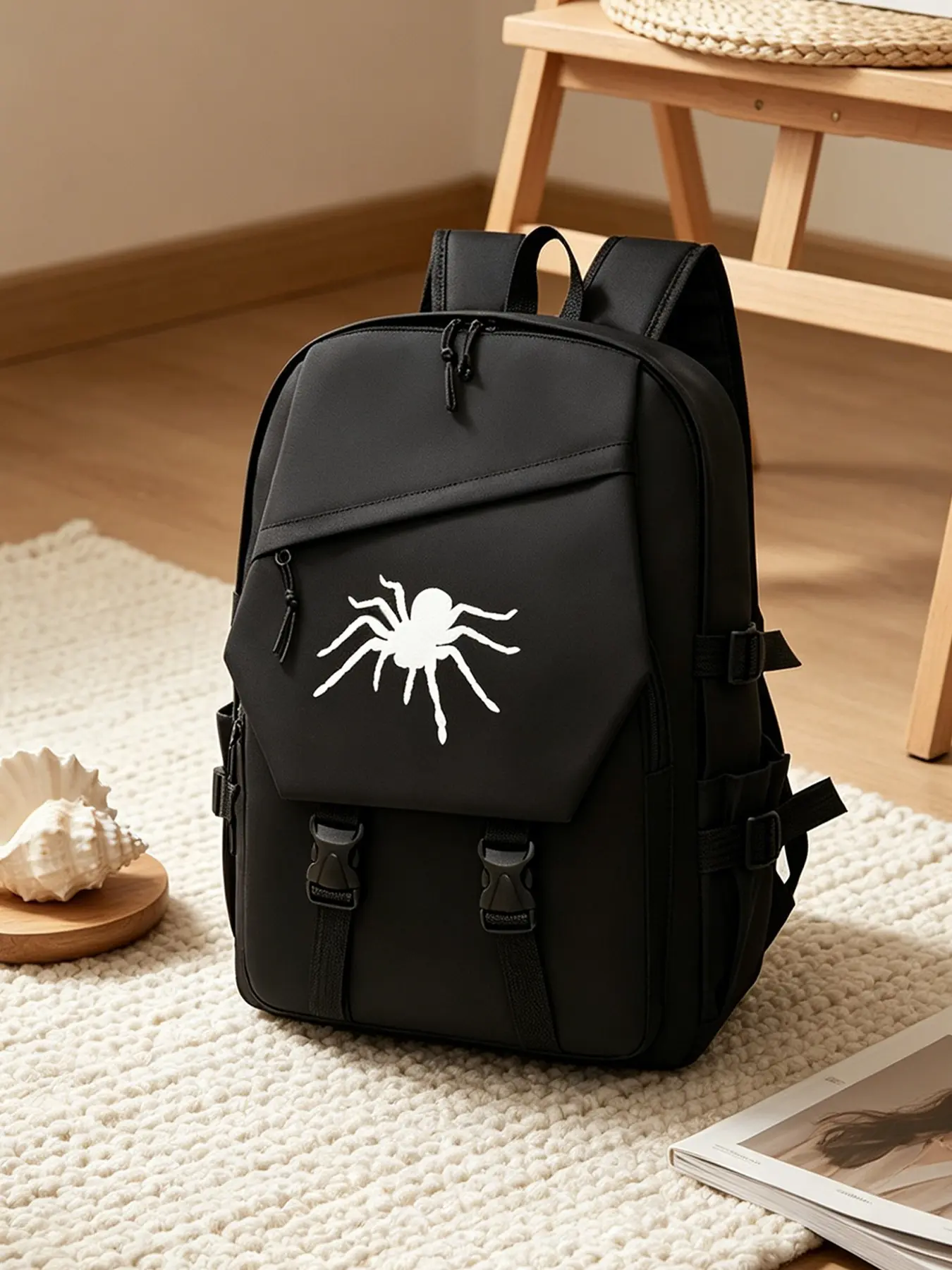 Spider Pattern Multi-Functional Large Capacity Backpack, Durable Lightweight Laptop Computer Backpack, Casual Travel Backpack for Men, Students, Professionals