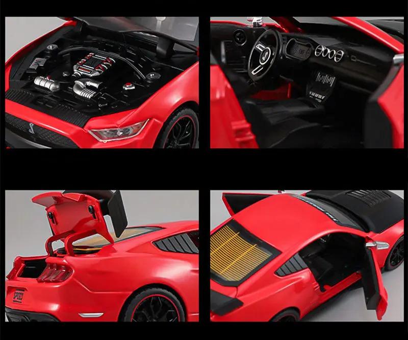 1:24 Mustang GT500 Alloy Sports Car Model Die-cast Metal Racing Car Model Sound and Light Children's Toy Gift
