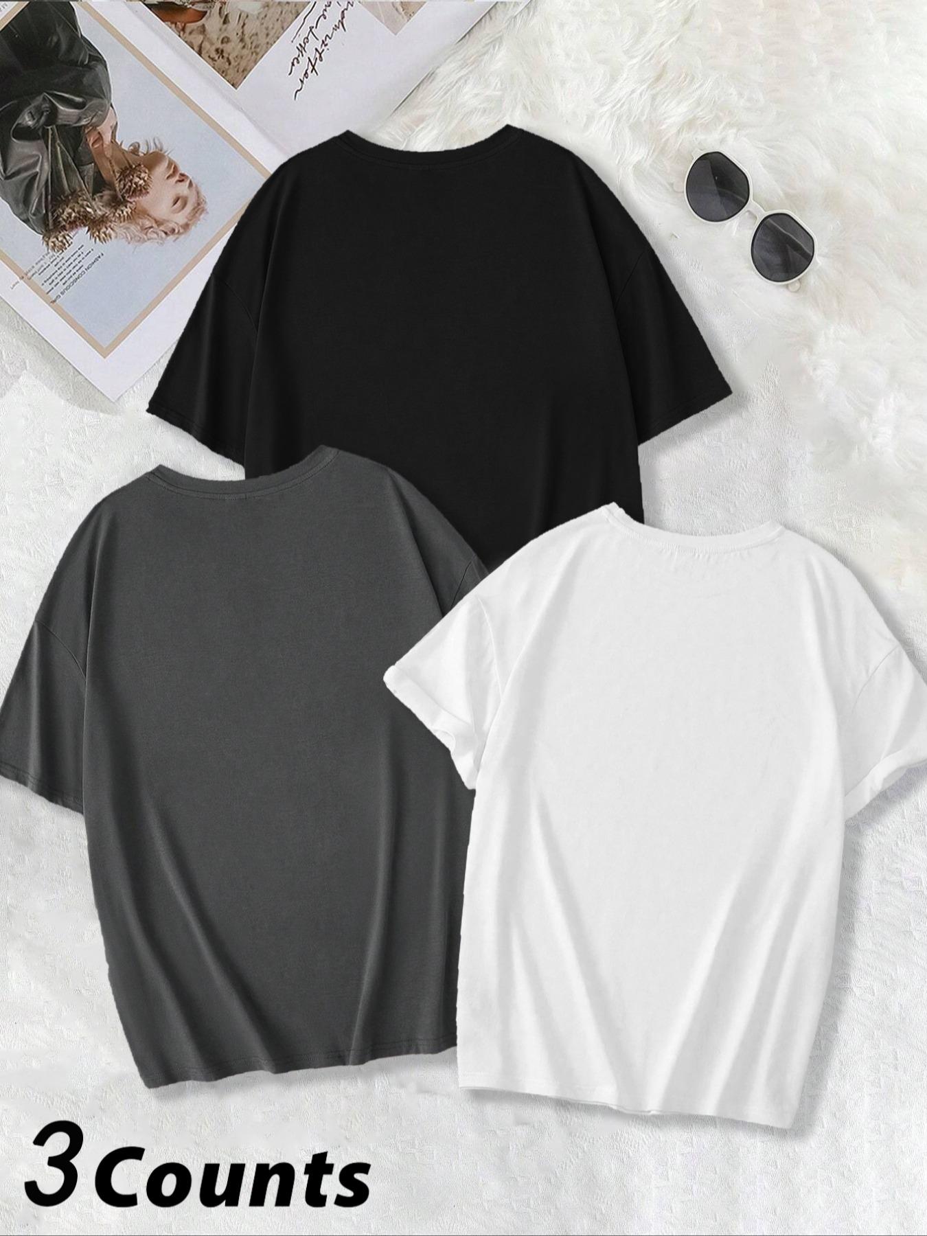 Women's Letter & Figure Print Round Neck Tee, Casual Short Sleeve Crew Neck T-shirt for Summer, Trendy T-shirts, Streetwear, Fashion Women's Top for Daily Wear, Clothing