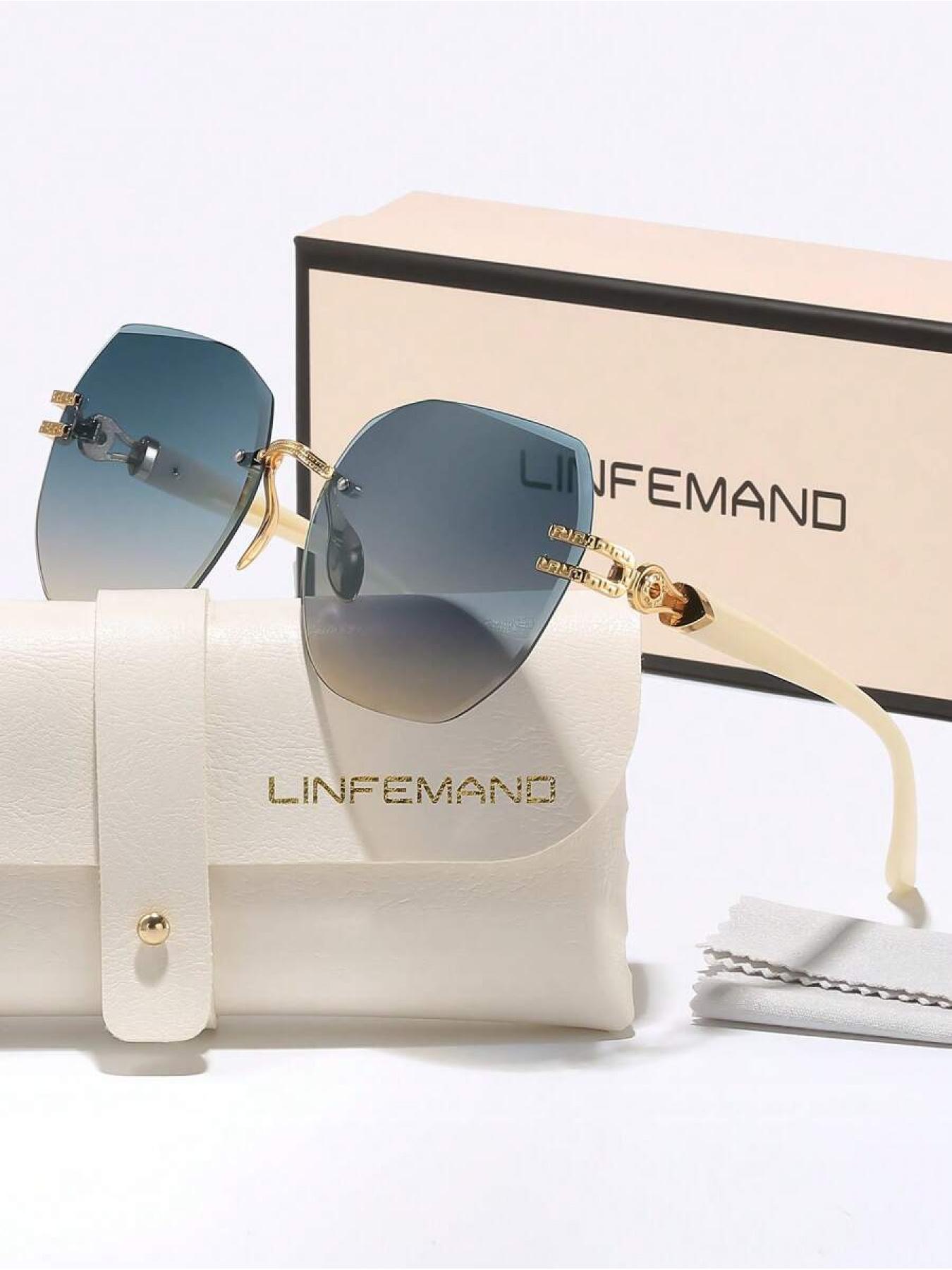 Elegant Lightweight Rimless Sunglasses, Trendy Casual Geometric Frame Sunglasses for Women, Fashion Accessories for Everyday Use and Outdoor Activities