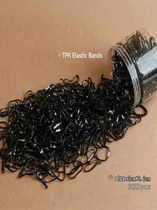 300pcs/1000pcs Premium Clear TPR Hair Elastics - Bulk Pack , Durable & Stretchy Rubber Bands for All Hair Types