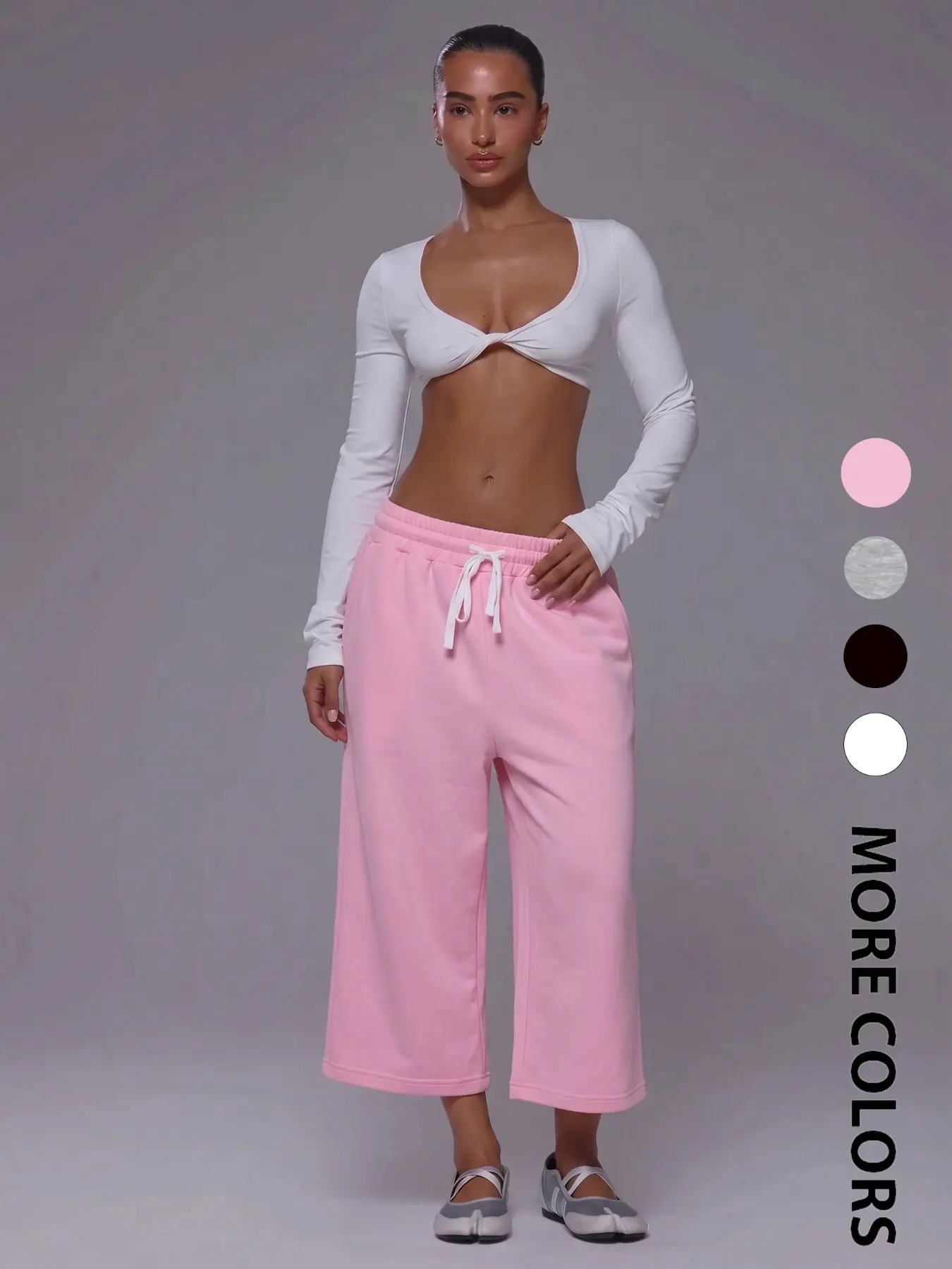 Chic High-Waisted Sweat-Culottes with Adjustable Drawstring | Soft & Breathable Cropped Wide-Leg Pants for Everyday Casual Chic