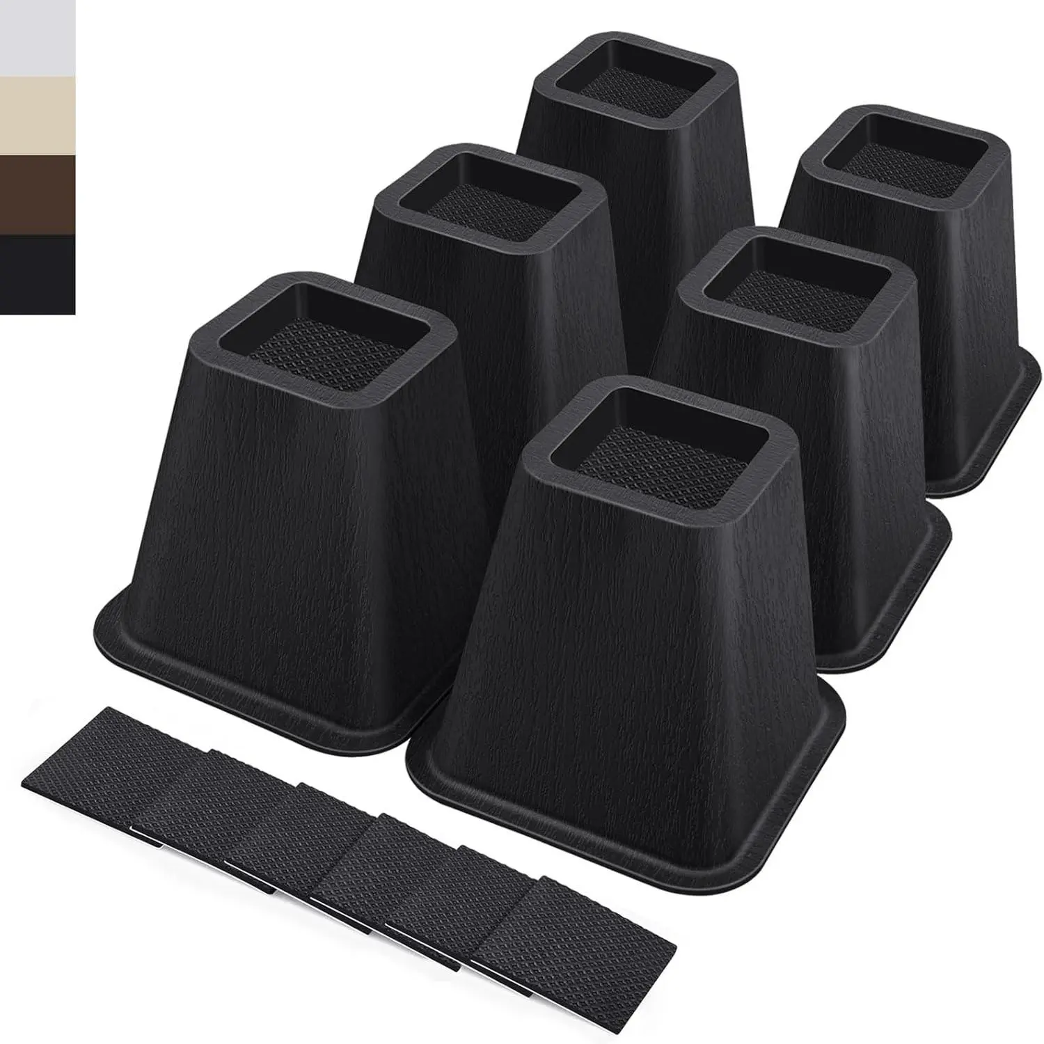 6 Inch Heavy Duty Bed Risers, Furniture Risers for Desk, Chair, Table, Sofa & Couch, Lift Risers Supports up to 2200 lbs per Leg, 6 Pack Black
