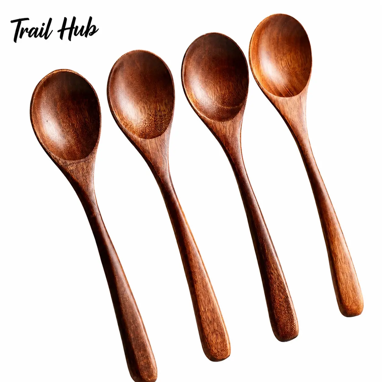 Eco-Conscious Natural Wood Spoon Set – 4-Piece or 6-Piece Long-Handle Kitchen Utensils for Cooking, Baking, Stirring, and Serving – Sustainably Sourced, Smooth-Finished, Dishwasher-Safe Wooden Spoons in Assorted Sizes