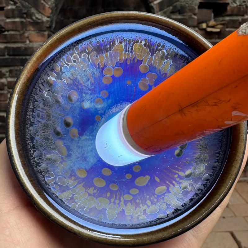 Galaxy Cat Jianzhan Teacup | Hand - Painted Kiln - Change Ceramic Art.