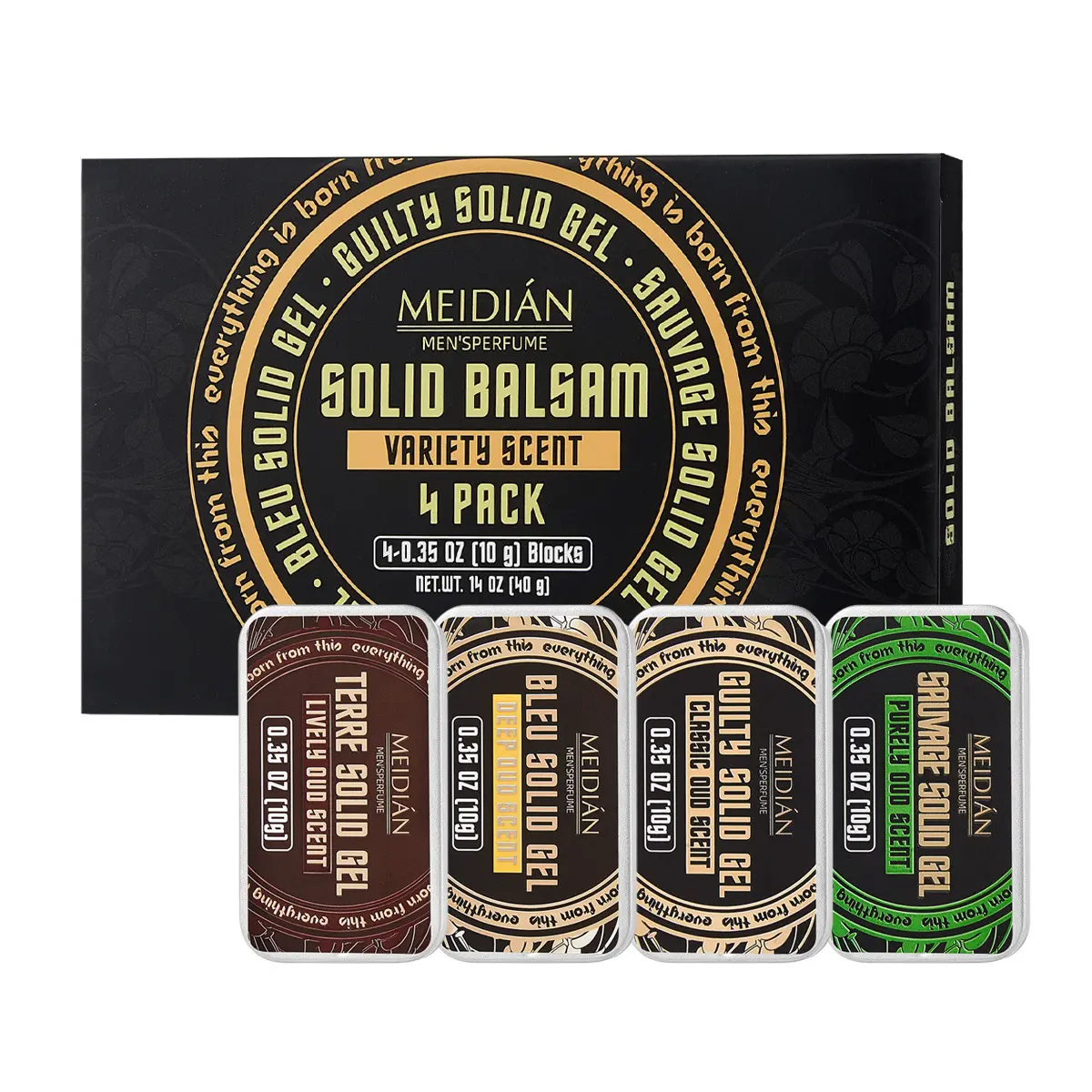 4 Pack Mens Colognes - 0.5 Oz Solid Perfume - Travel Wax Balm Cologne Daily Wear Fragrance
