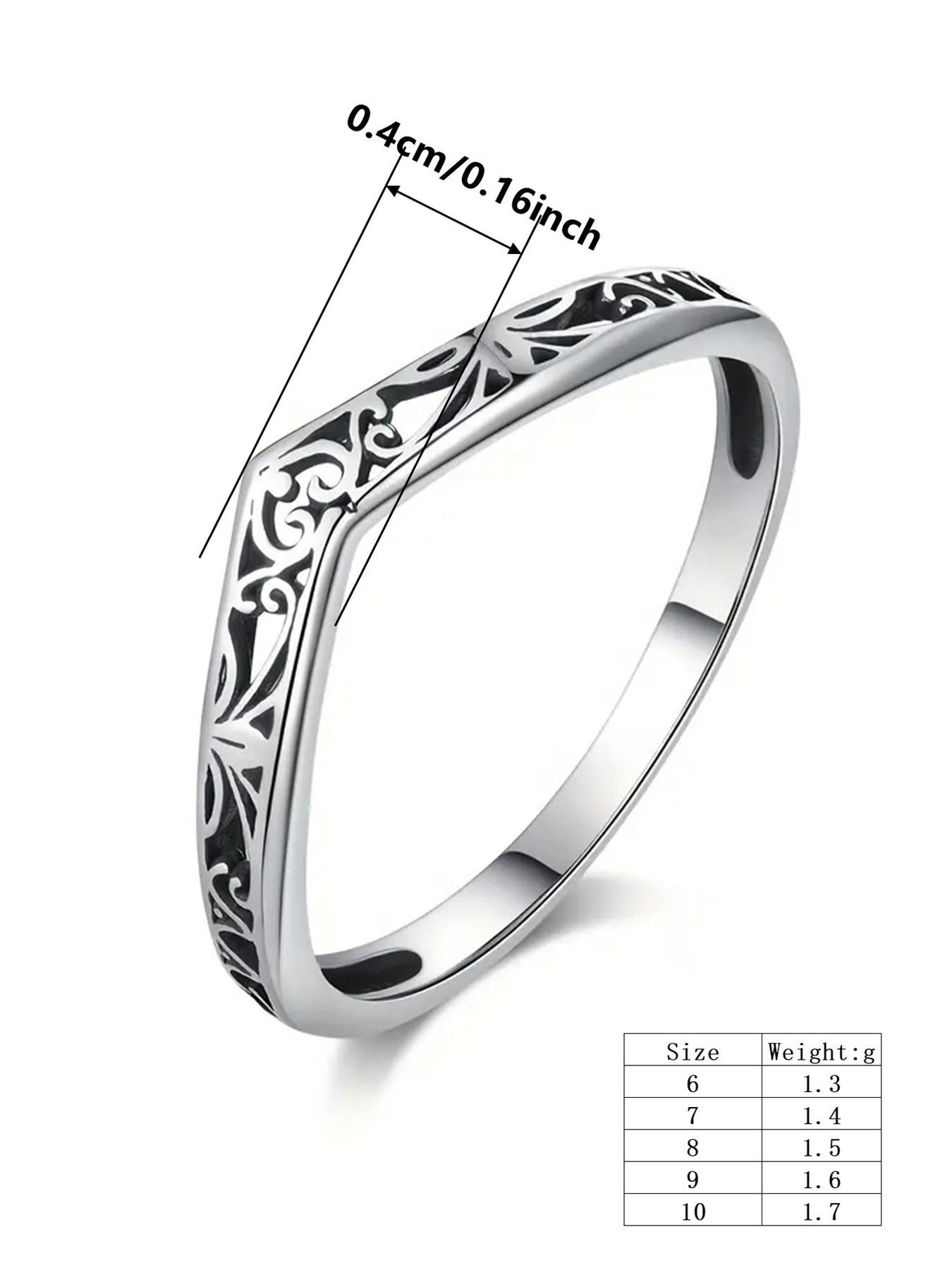 S925 Sterling Silver Simple Hollow Out Design Cuff Ring, Elegant Engagement Ring Anniversary Party Jewelry Gift for Women, Trendy All-match & Exquisite Jewelry for Birthday Gift, Rings for Women, Engagement Wedding Rings