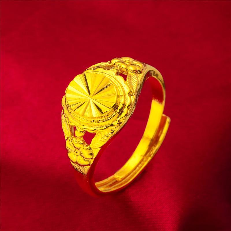 NEW Dubai Flower Gold Color Arab Rings For Women Resizable Ethiopia Wedding Jewelry African Party Gift Nigerian Jewellery