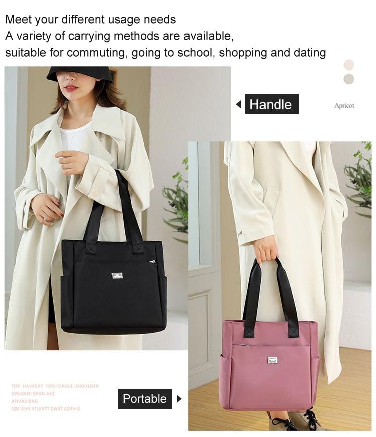 Large capacity waterproof multi pocket nylon shoulder bag for daily use, multifunctional handbag, essential for commuting, recommended latest styles