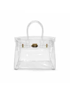 Transparent Jelly Bag, Summer Beach Bag, Platinum Color PVC Handbag, Concert Bag, Women's No-Check Bag, Fashionable and Stylish