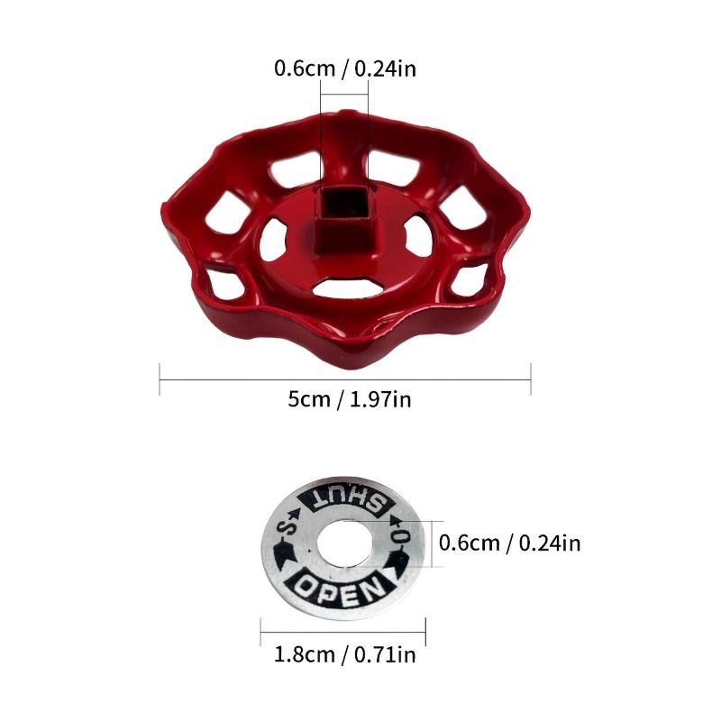 4pcs Red Iron Faucet Handles, Durable Metal Outdoor Valve Knobs, Handwheel for Globe & PPR PE Valves, No Assembly Required, Water Pipe Rod Handle Replacement