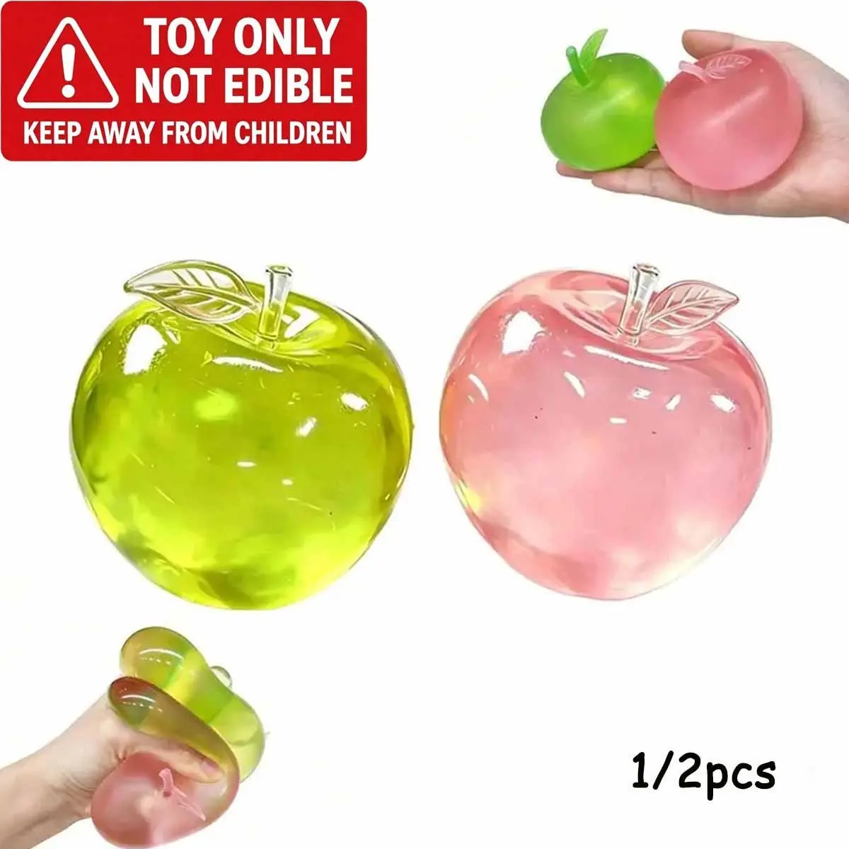 Apple Squishy Toys， Soft Squeeze Stress Relief Set for Adults & Kids, Super Slow Rising Mochi Sensory Fidget, Calming Anxiety Toy for Desk Travel, Birthday Party Idea for Children