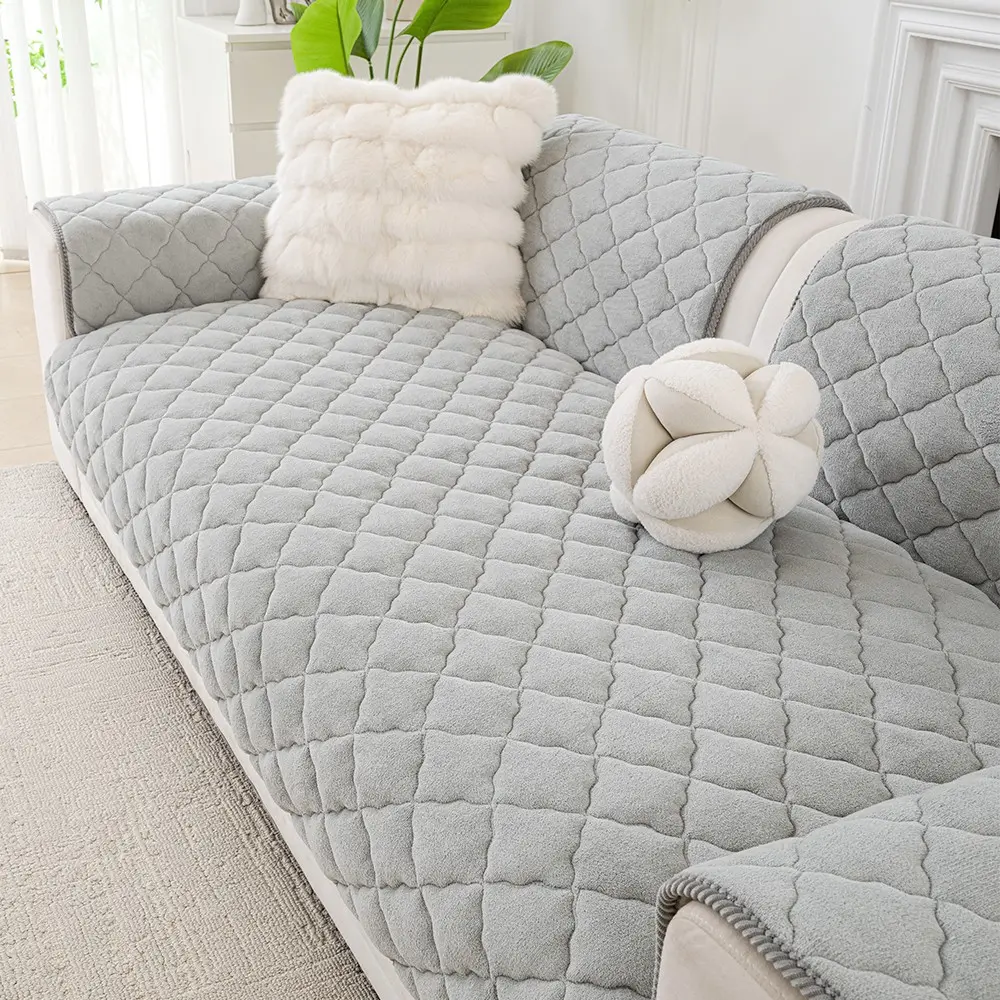 Minimalist Plush Sofa Cushion, Soft Couch Protector, Non-Slip Washable, Scratch-Resistant, Stain-Proof, All-Seasons Sofa Protector, Reusable Decorative Pad