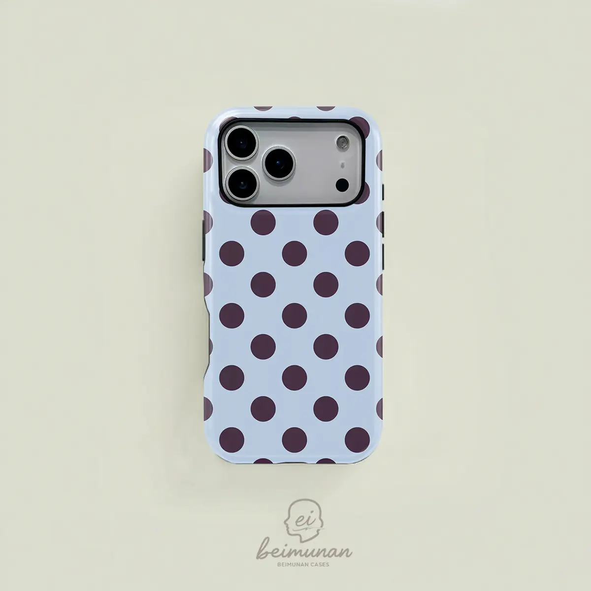 Light Blue Minimalist Polka Dot 2-in-1 MagSafe-Compatible Durable Smartphone Case - Cellphone Protection for iPhone 17/16/15/14/13/12/11 Pro Max/Plus/Pro, Handheld Devices, Stylish Birthday Gift Option, Casing
