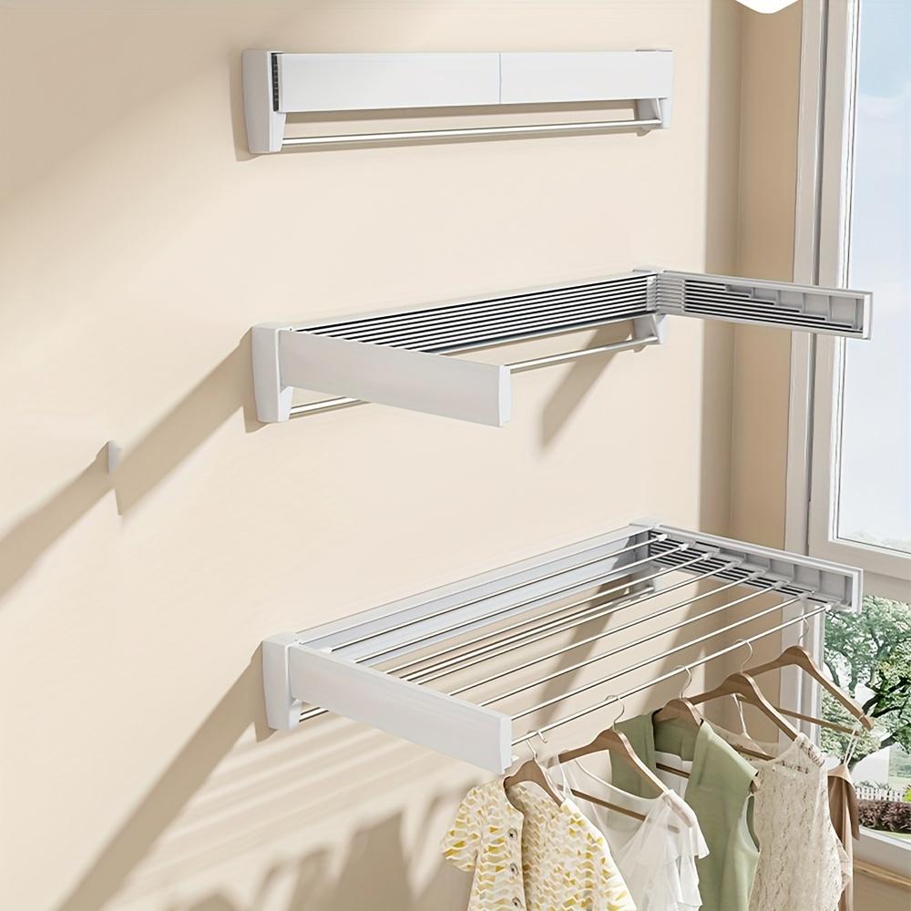 Sturdy Wall-Mounted Folding Clothes Drying Rack, Indoor/Outdoor Extendable Clothes Pole, Heavy-Duty Space-Saving Multi-Rod Drying Rack for Balcony and Bathroom, Clothes Drying Racks, Laundry Drying Rack, Drying Rack Clothing Foldable, Drying Racks