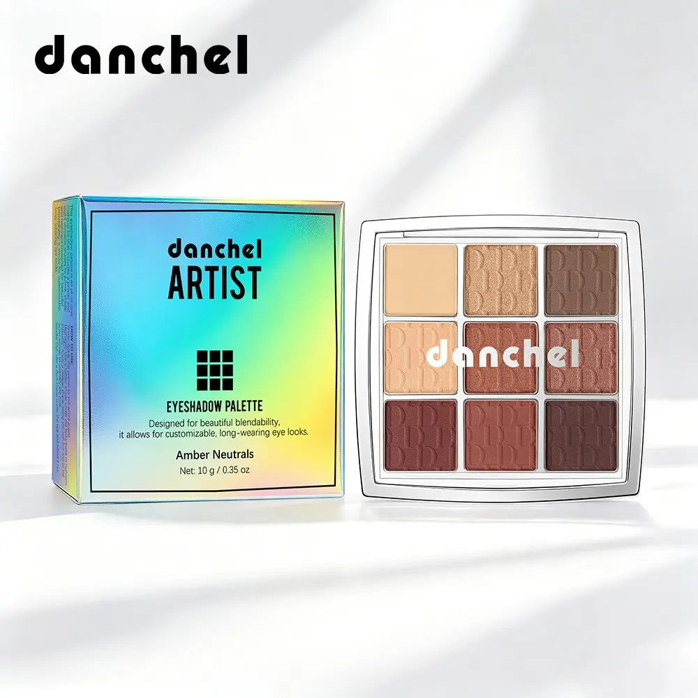 Danchel 9-Pan Powder Eyeshadow Palette, Matte/Shimmer/Metallic Finishes, Highly Pigmented & Blendable, All-in-One for Base, Color, Highlight & Liner, Beginner-Friendly for Everyday & Glam Looks