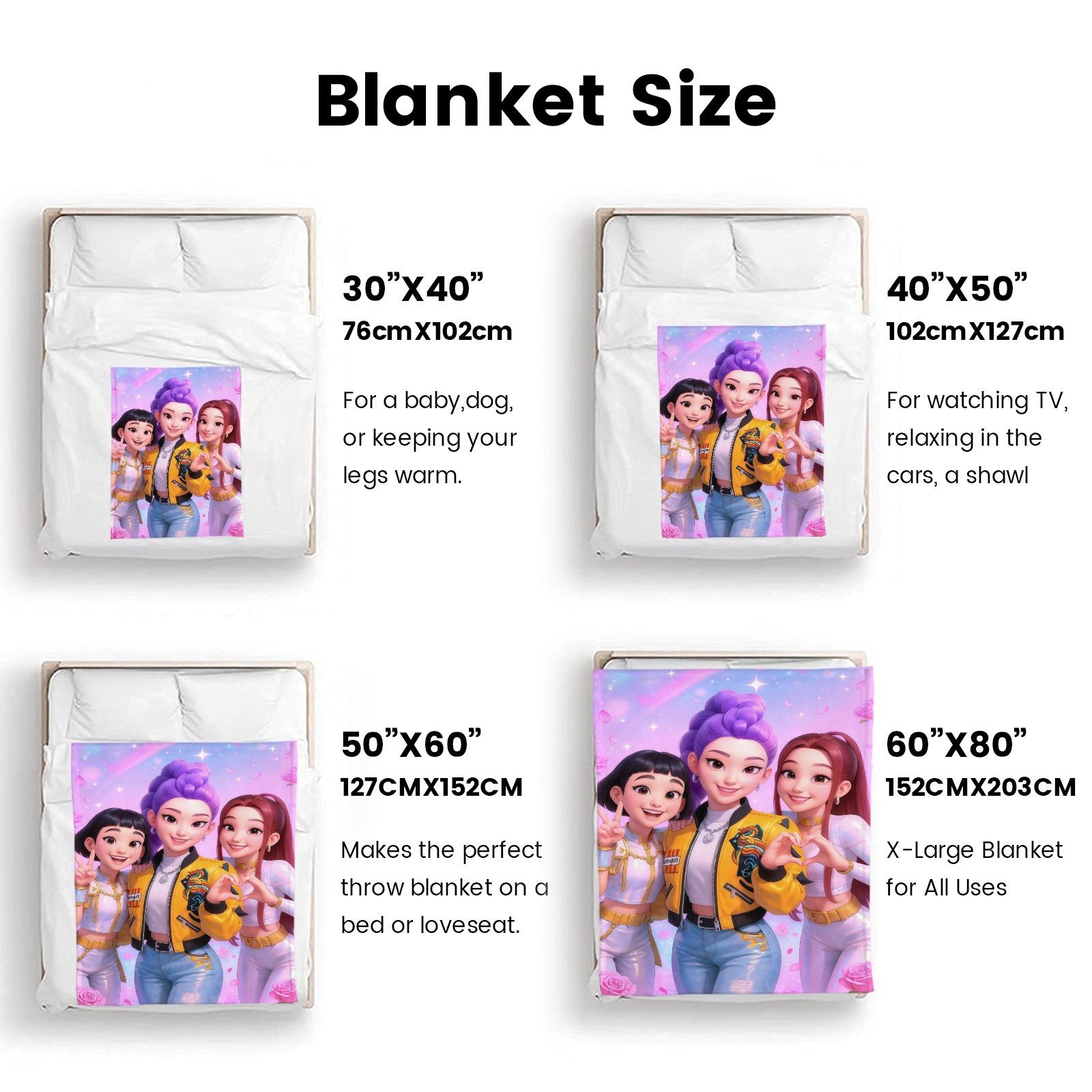K-Pop Devil Hunter Dream Blanket, Soft and Warm, Suitable for Fans, Women, Girls, and Children.A Cozy Nap Blanket, Perfect for Everyday Wear and Relaxation.An Ideal Choice for Living Room Sofas,and A Great Christmas Gift.A Devil Hunter Fan Blanket.